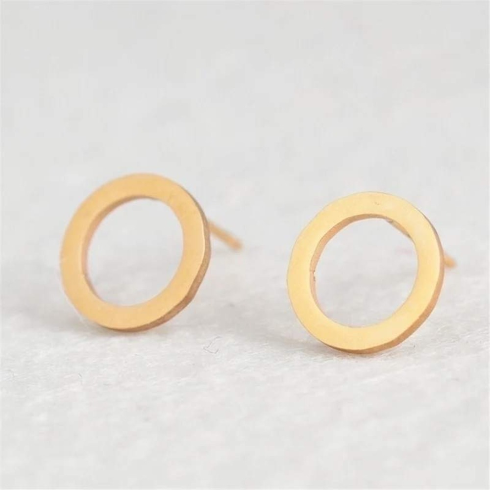 Circle Stud Earrings Stainless Steel Minimalist Geometric Round Studs‎